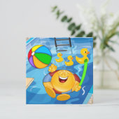 Poolparty Einladung (Stehend Vorderseite)