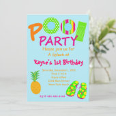 Poolparty Einladung (Stehend Vorderseite)