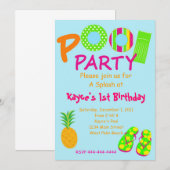 Poolparty Einladung (Vorne/Hinten)