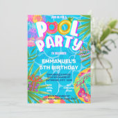 Poolparty Einladung (Stehend Vorderseite)