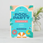 Poolparty Einladung (Stehend Vorderseite)