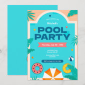 Poolparty Einladung (Vorne/Hinten)