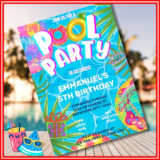 Poolparty Einladung
