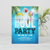 Poolparty Einladung (Stehend Vorderseite)