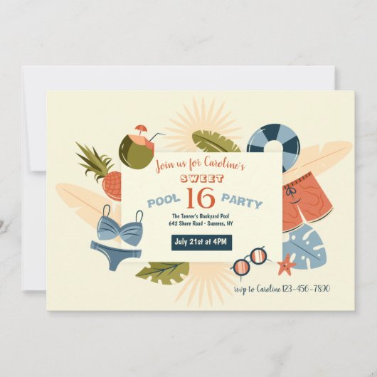 Poolparty-Einladung Einladung (Vorderseite)