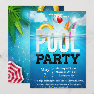 Poolparty-Einladung Einladung