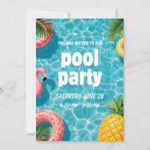 Poolparty-Einladung Flamingo Tropischer Spaß