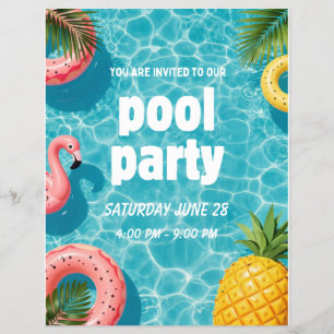 Poolparty-Einladung Flamingo Tropischer Spaß Flyer