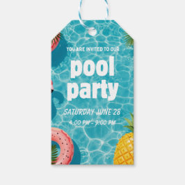 Poolparty-Einladung Flamingo Tropischer Spaß Geschenkanhänger