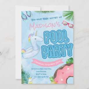 Poolparty-Einladung, Poolparty, Schwimmparty Einladung