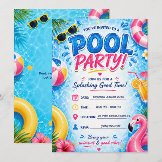 Poolparty-Einladung Sommer Spaß Helle Tropen  Einladung