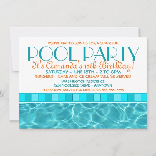 Poolparty-Einladungen Einladung (Vorderseite)