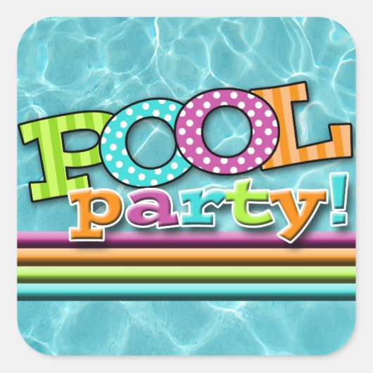 Poolparty-Feier Quadratischer Aufkleber (Vorderseite)