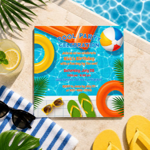 Poolparty-Feier Sommer Geburtstagseinladung Einladung