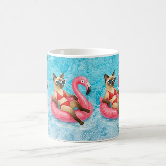 Poolparty für Katzenliebhaber  Kaffeetasse (Mittel)