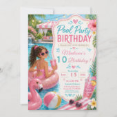 Poolparty-Geburtstag Einladung (Vorderseite)