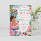 Poolparty-Geburtstag Einladung (Stehend Vorderseite)