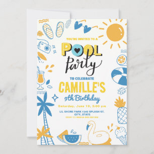 Poolparty Geburtstag Einladung