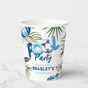Poolparty-Geburtstag für coole Typen Pappbecher
