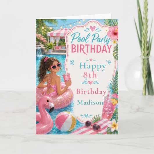 Poolparty-Geburtstag Karte (Vorderseite)