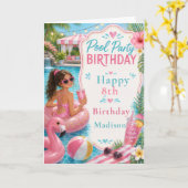 Poolparty-Geburtstag Karte (Gelbe Blume)
