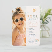 Poolparty-Geburtstag mit Foto | Sommer Einladung (Stehend Vorderseite)