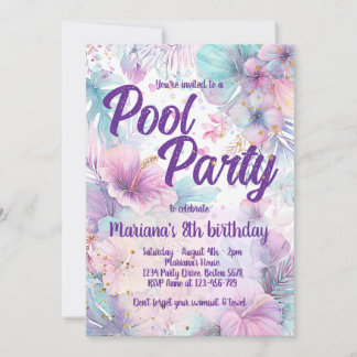Poolparty Geburtstag Rosa Mädchenhaft Poolparty Einladung