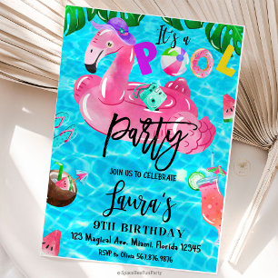Poolparty-Geburtstags-Meeresparty Tropisch Einladung