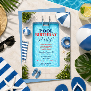 Poolparty-Geburtstags-Sommer-Einladung Einladung