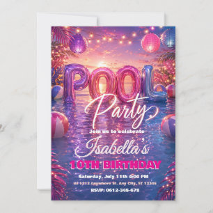 Poolparty-Geburtstagseinladung Einladung