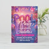 Poolparty-Geburtstagseinladung Einladung (Stehend Vorderseite)