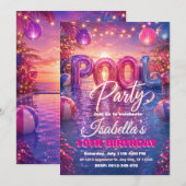 Poolparty-Geburtstagseinladung Einladung (Vorne/Hinten)