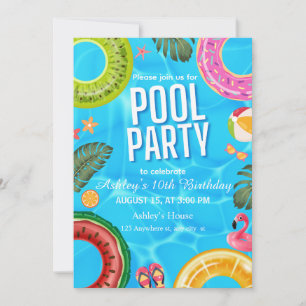 Poolparty-Geburtstagseinladung Einladung