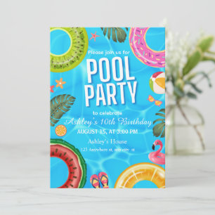 Poolparty-Geburtstagseinladung Einladung