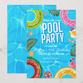 Poolparty-Geburtstagseinladung Einladung (Vorne/Hinten)