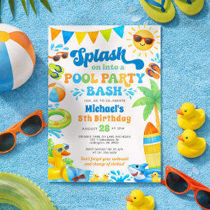 Poolparty-Geburtstagseinladung für Jungen Einladung