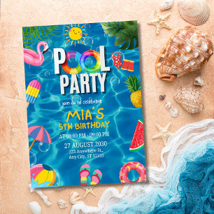Poolparty-Geburtstagseinladung, Schwimmparty-Einla Einladung