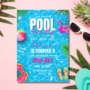 Poolparty-Geburtstagseinladung, Sommerparty  Einladung