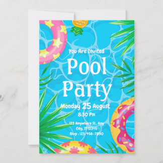 Poolparty-Geburtstagsfeier Sommer-Geburtstagseinla Einladung
