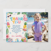 Poolparty-Geburtstagsfoto-Dankeskarten (Vorderseite)