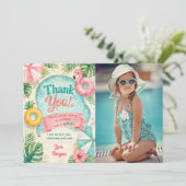Poolparty-Geburtstagsfoto-Dankeskarten (Stehend Vorderseite)