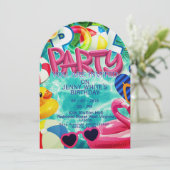 Poolparty-Kinder-Einladung Einladung (Stehend Vorderseite)