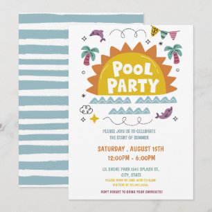 Poolparty, letzter Schultag Einladung
