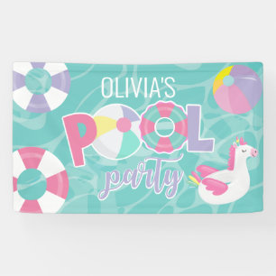Poolparty-Mädchen Einhorn Rosa und Lila Geburtstag Banner