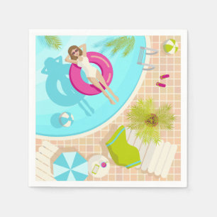 Poolparty Mädchen im Bikini Sommer Strand Serviette