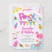 Poolparty | Moderne Sommer Geburtstagsfeier Einladung (Vorderseite)