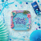 Poolparty-Papierteller Tropischer Flamingo Sommer  Pappteller (Party)
