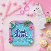 Poolparty-Papierteller Tropischer Flamingo Sommer  Pappteller (Party)