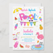 Poolparty Planschen Sommer Strand Geburtstag  Einladung (Vorderseite)