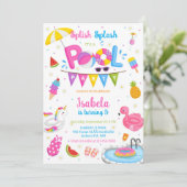 Poolparty Planschen Sommer Strand Geburtstag  Einladung (Stehend Vorderseite)